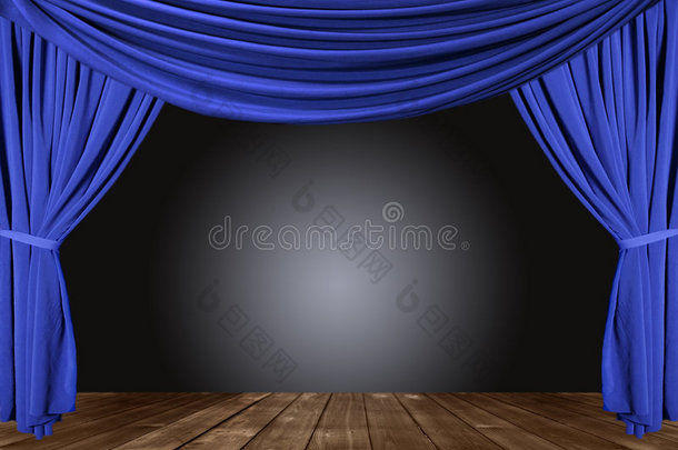 蓝帘木地板舞台