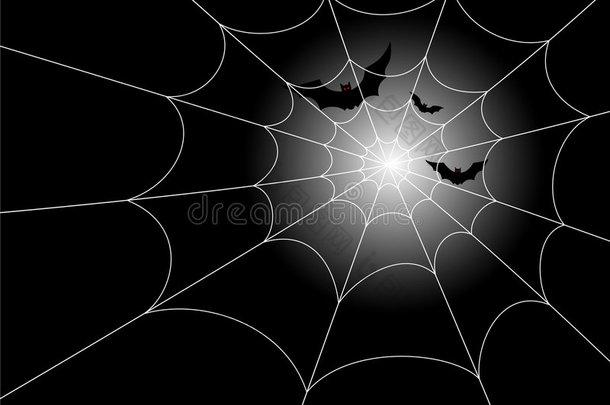 月光下的蝙蝠和蜘蛛网