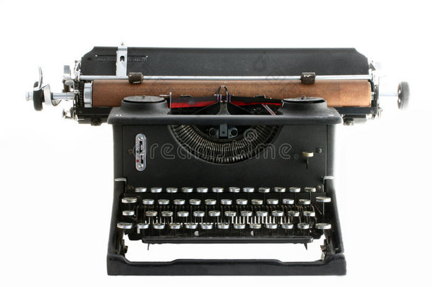 白色隔离的老式打字机