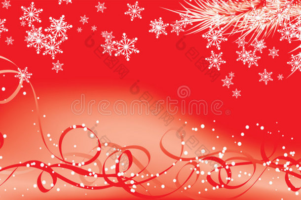 冬季，圣诞红色背景，雪花，矢量