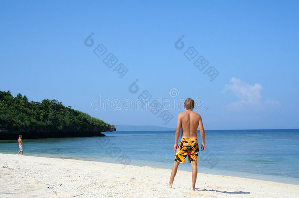 蓝天海滩长滩岛菲律宾