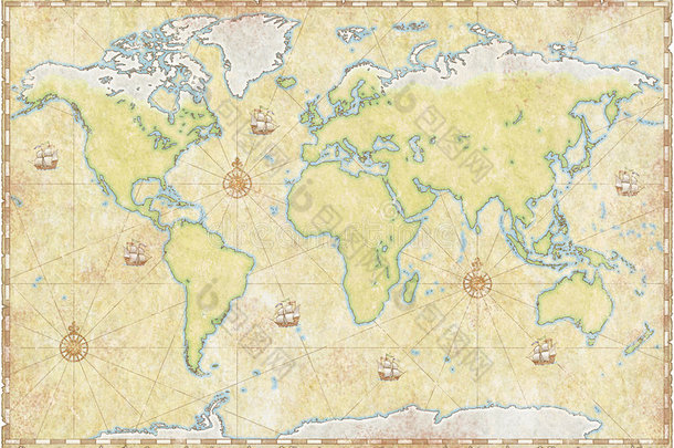 羊皮纸上的世界地图