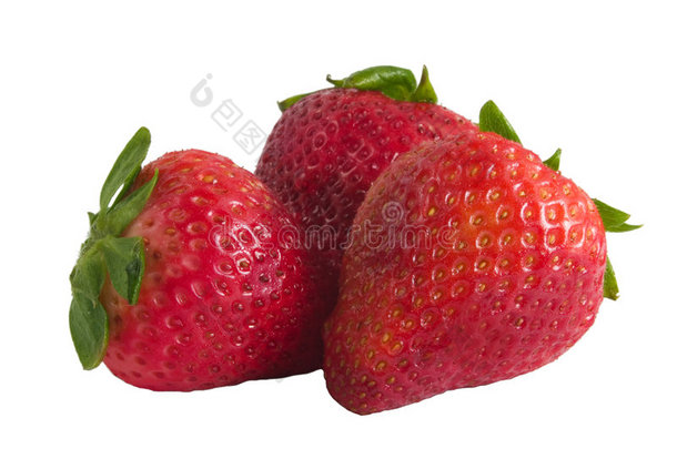 三根新鲜草莓