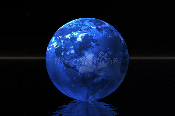 夜色中的蓝色世界