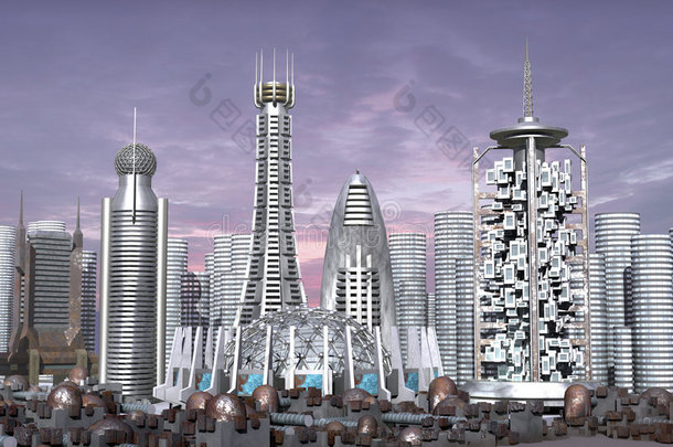 科幻城市的三维模型