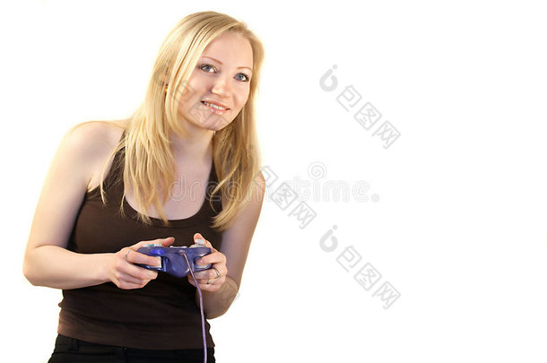 玩电子游戏的女人