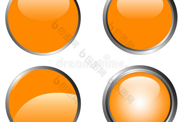 4个优雅的橙色按钮