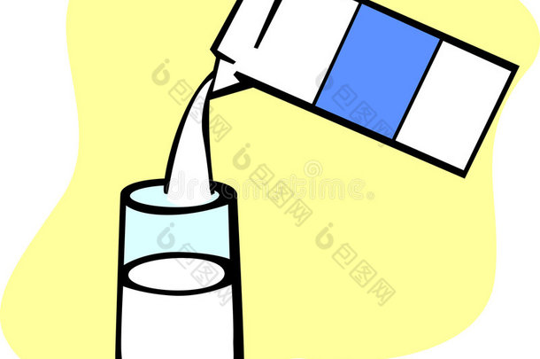 牛奶盒和玻璃矢量图