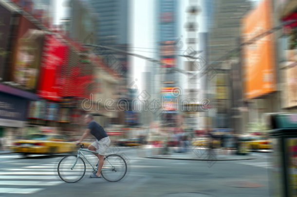 时代广场自行车模糊纽约美国