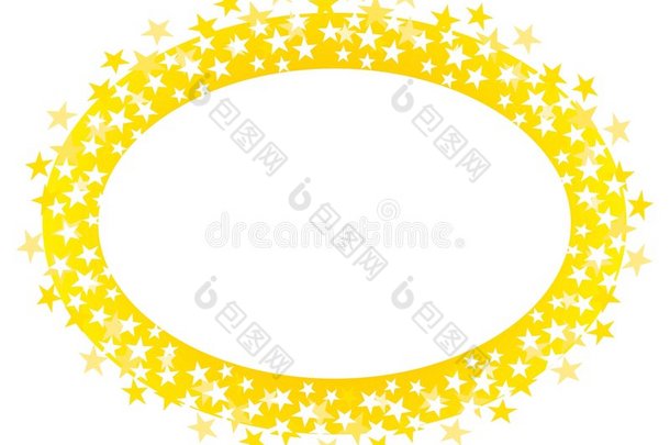 金色椭圆形星形边框或徽标