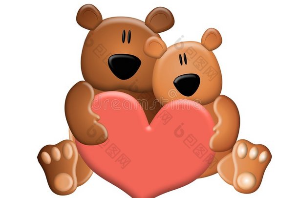 泰迪熊抱着情人节的心