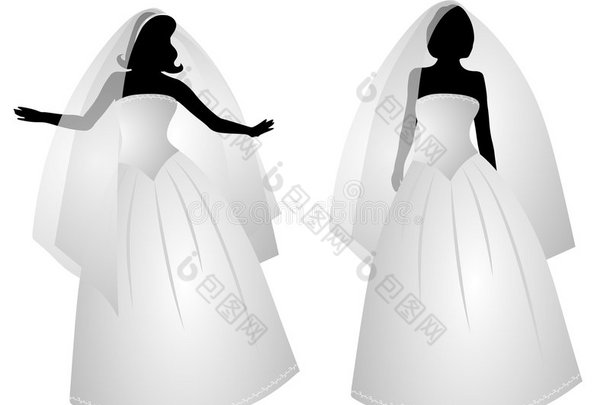 白色婚纱礼服轮廓