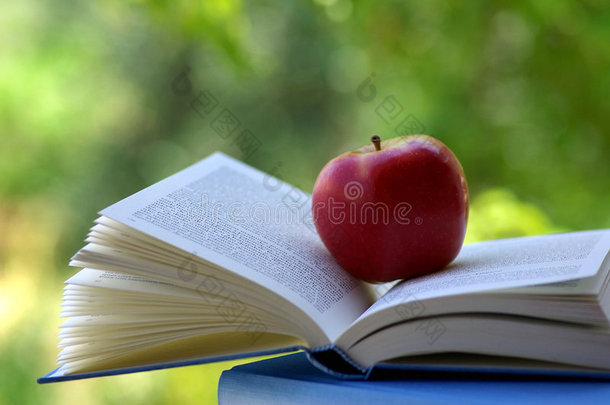 书上的红苹果。