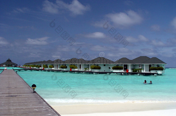 马尔代夫天堂岛的水上平房