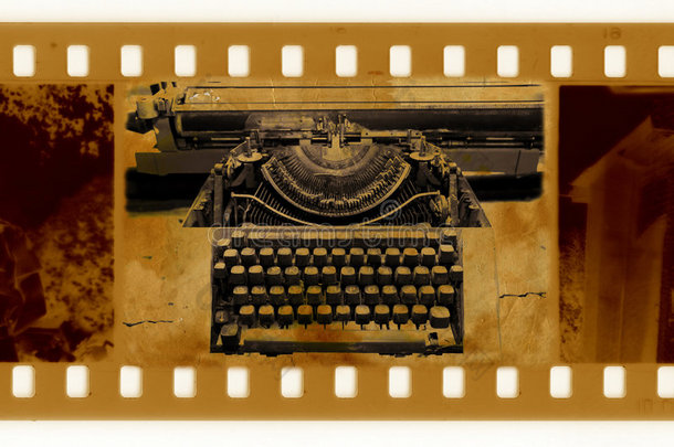 <strong>老</strong>式打字机拍摄的35毫米旧相框照片
