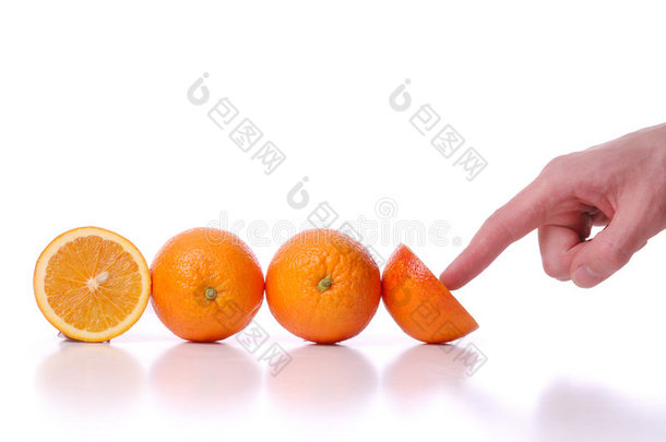 使用和推送新鲜的橙子