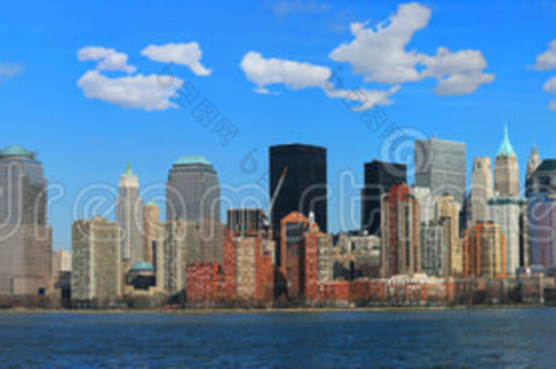 曼哈顿下城天际线全景图