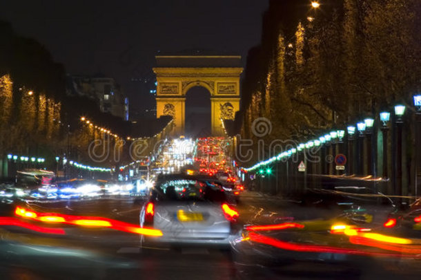 凯旋门和香榭丽舍大街，巴黎，法国