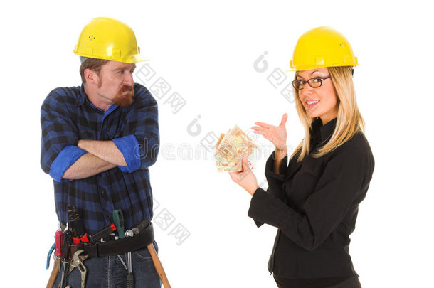 建筑工人和女商人