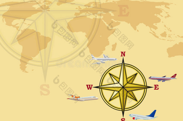 飞机和世界地图