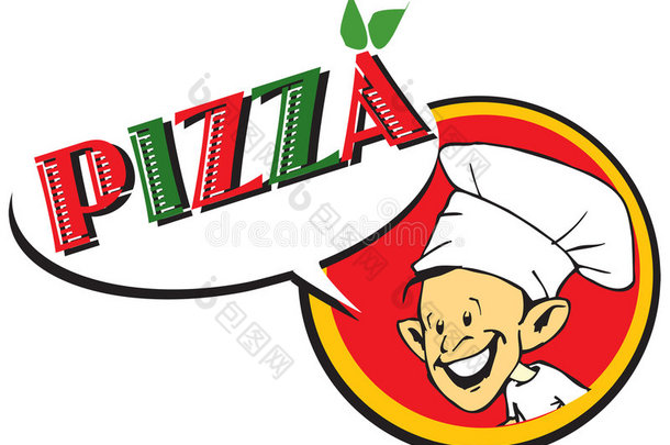 意大利厨师/带披萨/标志的披萨