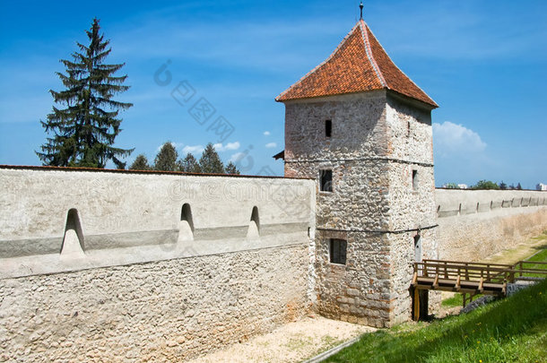 特兰西瓦尼亚布拉索夫城堡的中世纪城墙