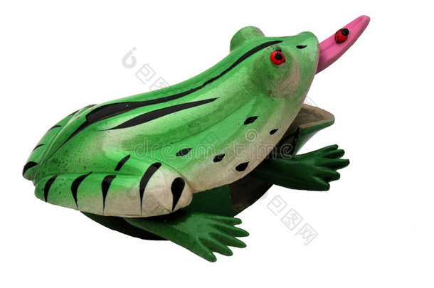 红眼睛粉红舌头的玩具青蛙