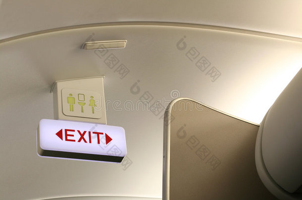 飞机上的出口和卫生间标志