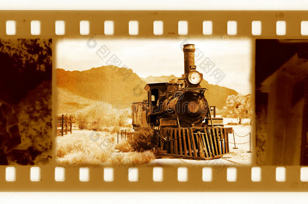 旧35毫米相框照片与复古火车