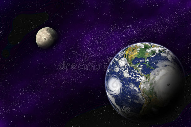 宇宙深处的<strong>地球和月球</strong>