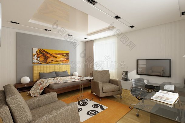 现代室内设计（privat公寓3d渲染