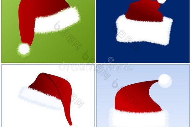 4顶不同的圣诞帽