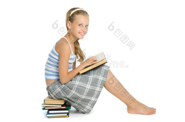 少女读书