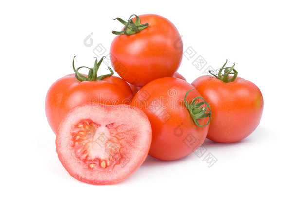 白色背景下分离的西红柿