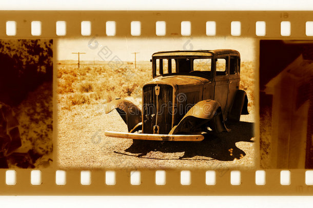 旧35mm相框与美国复古汽车合影