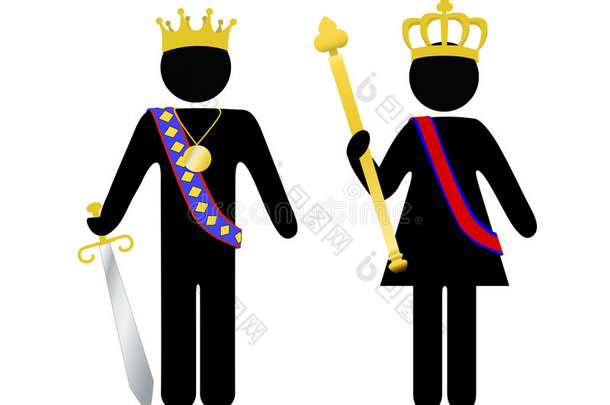 象征人物皇家国王和王后戴皇冠