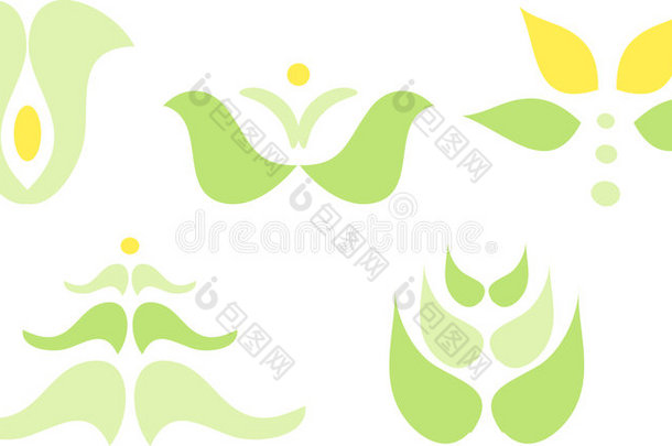 绿色植物和花卉图标