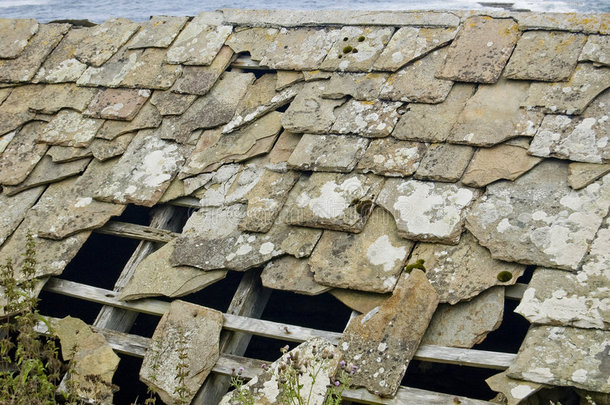 需要修理的旧屋顶石板？