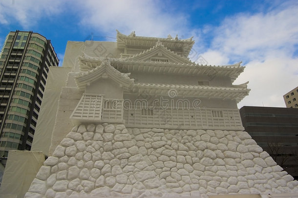 日本城堡的冰雕。