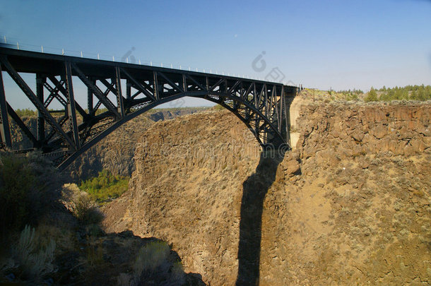 弯弯曲曲的河上的旧铁桥
