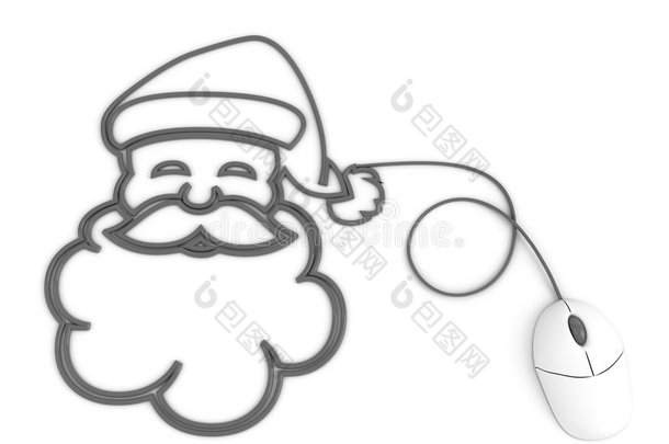 用电脑鼠标<strong>线描</strong>绘微笑的圣诞老人