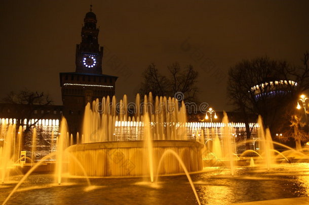 米兰夜间喷泉