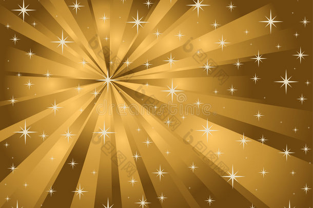 金色背景星星和光线