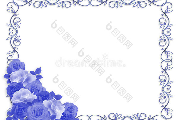 玫瑰装饰边蓝