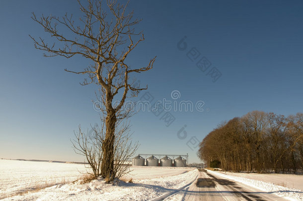 冬季道路和农场