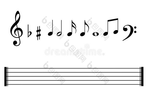 音乐音符符号集、音阶和音符线