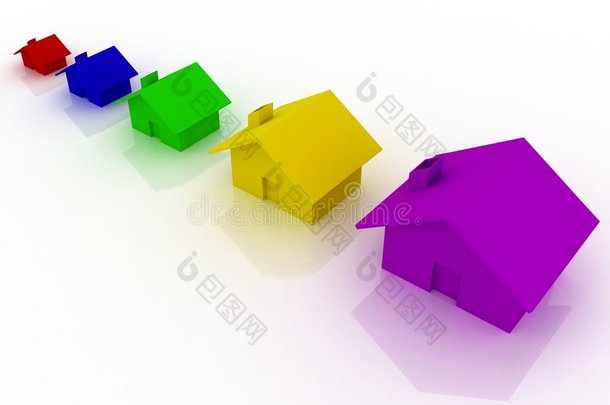 五座不同颜色的房子