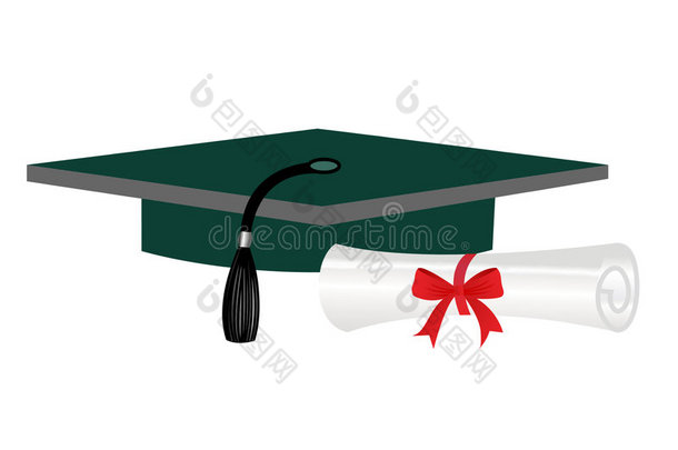 毕业证书和帽子