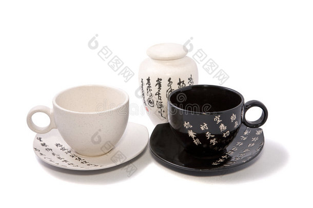 象形文字的亚洲茶具