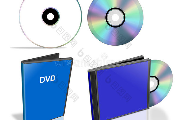 一包dvd光盘和光盘盒